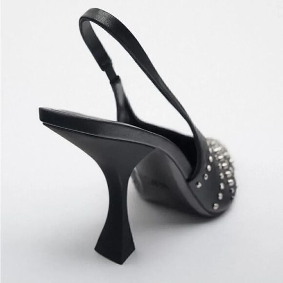 ZARA STUDDED SLINGBACK HEELS - Picture 9 of 9
